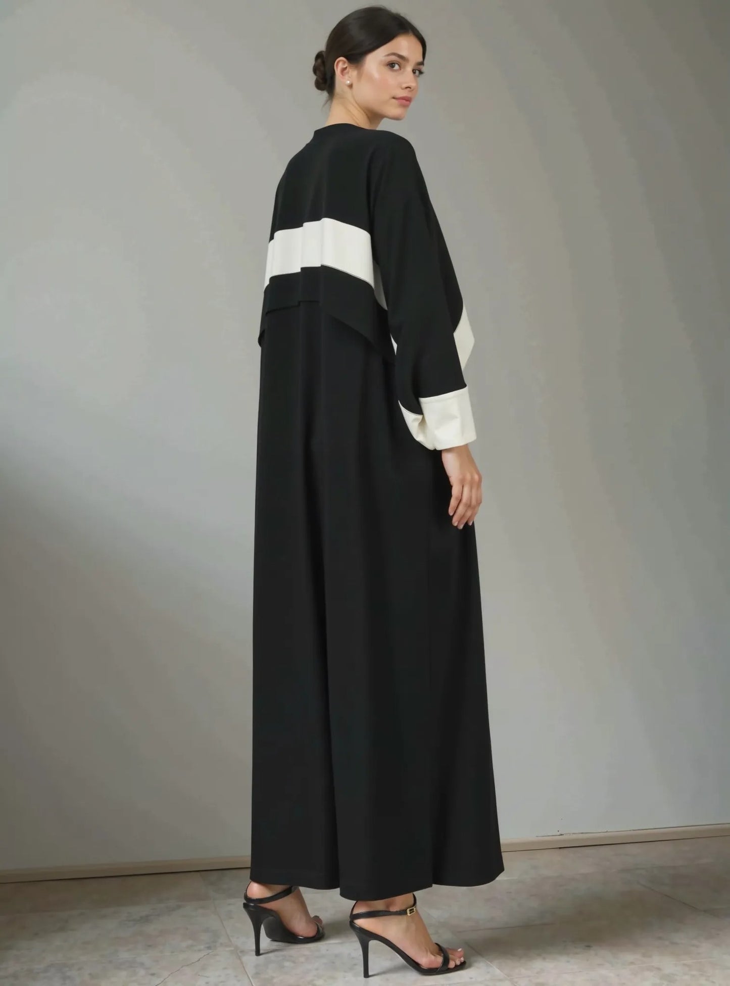 Black and white abaya with matching headscarf