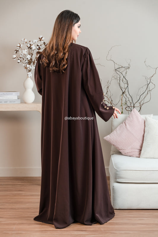 Tehzib Brown Coat Abaya by Abayaboutique