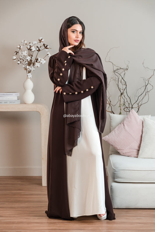 Tehzib Brown Coat Abaya by Abayaboutique