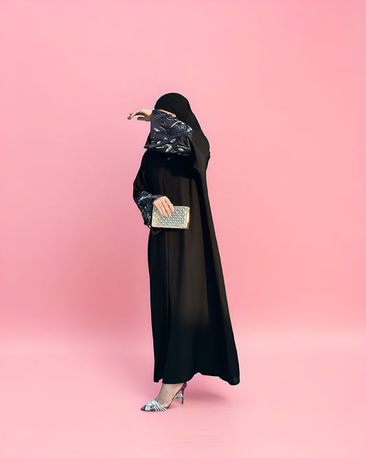 Elegant Abaya with Handwork Sleeves – Graceful & Stylish Design