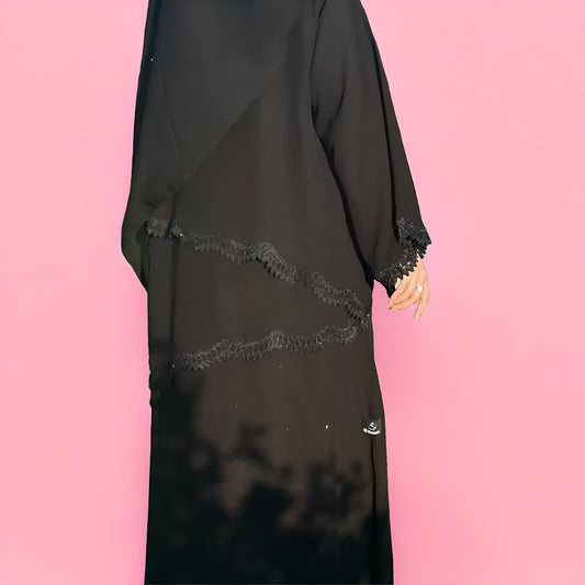 Elegant Black Lace Abaya – Premium Modest Wear for Women