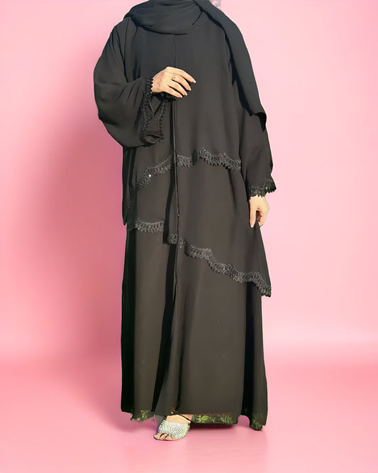 Elegant Black Lace Abaya – Premium Modest Wear for Women