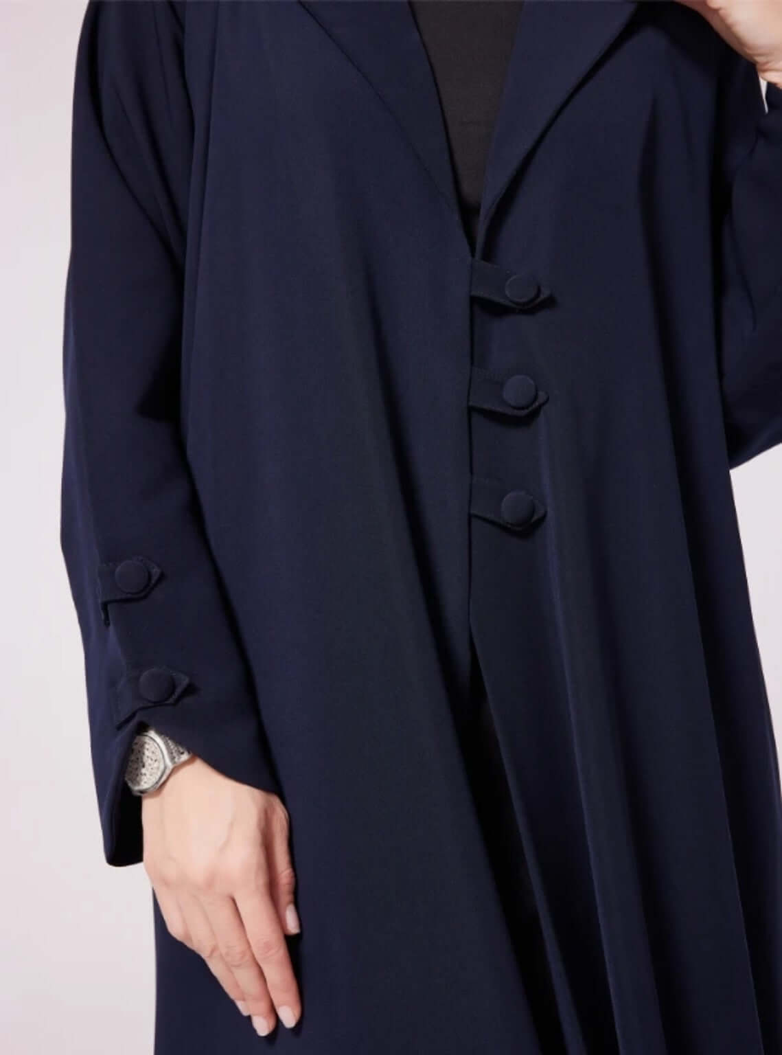 The Doctor Blue Abaya With Matching Headscarf blazer cut work n office abaya