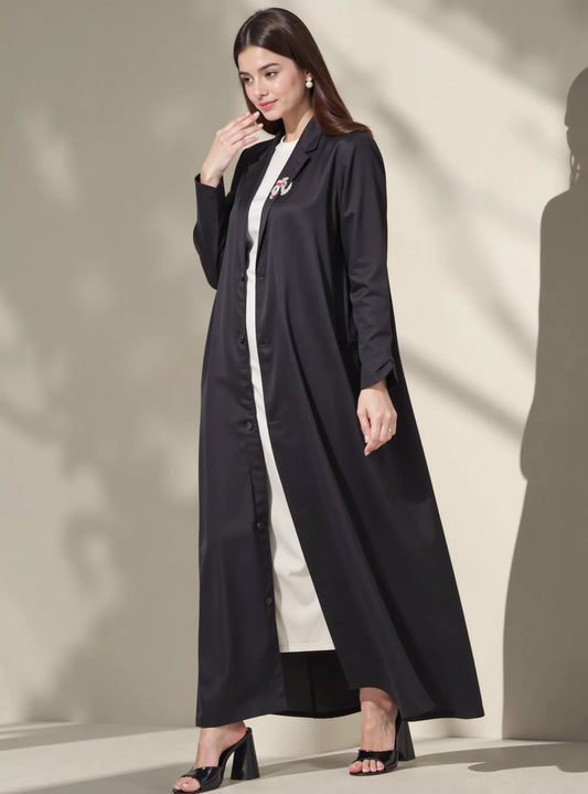Officer black Twil Abaya With Blazer Cut and Matching Headscarf