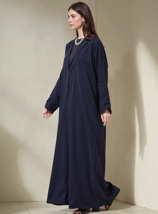 The Doctor Blue Abaya With Matching Headscarf blazer cut work n office abaya