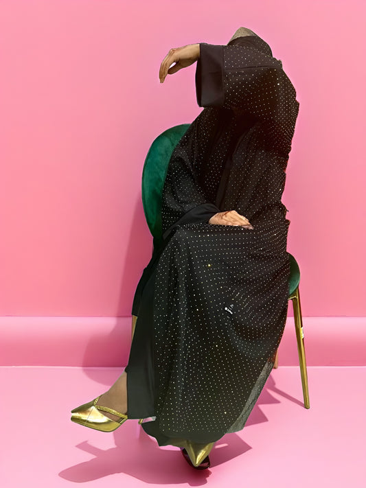 Eid Stone Work Abaya with Net Fabric – Elegant Festive Wear