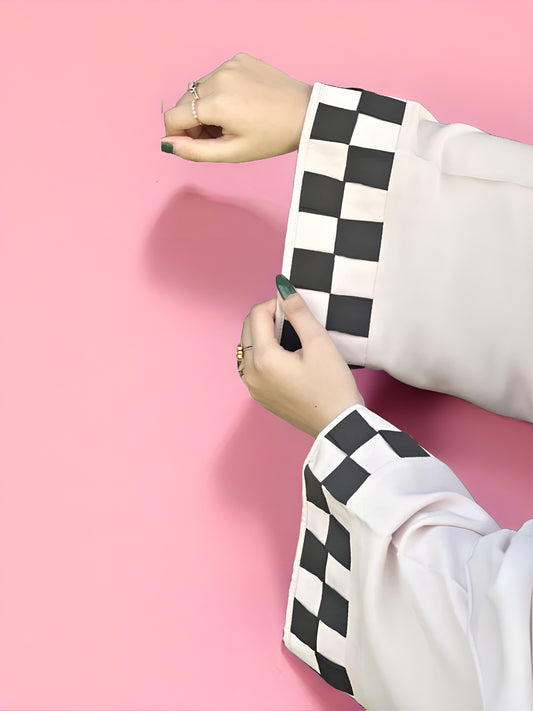 Checked Two-Piece Abaya with Inner Dress – New Modest Arrival Z136