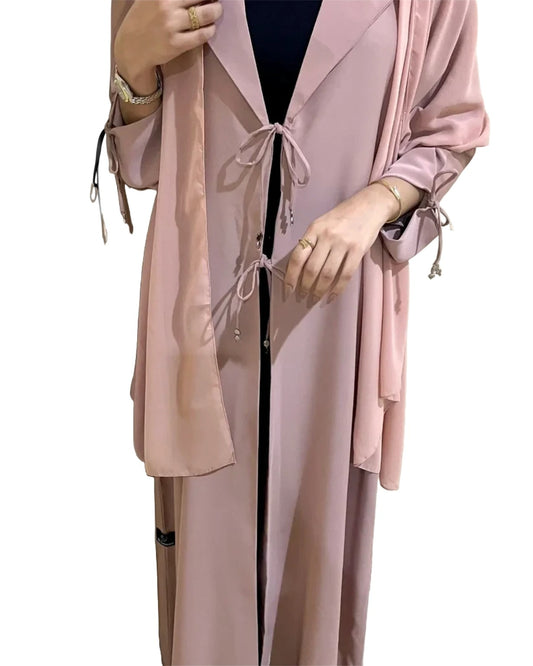 Blush Pink Nada Abaya with Collar – Elegant Modest Wear