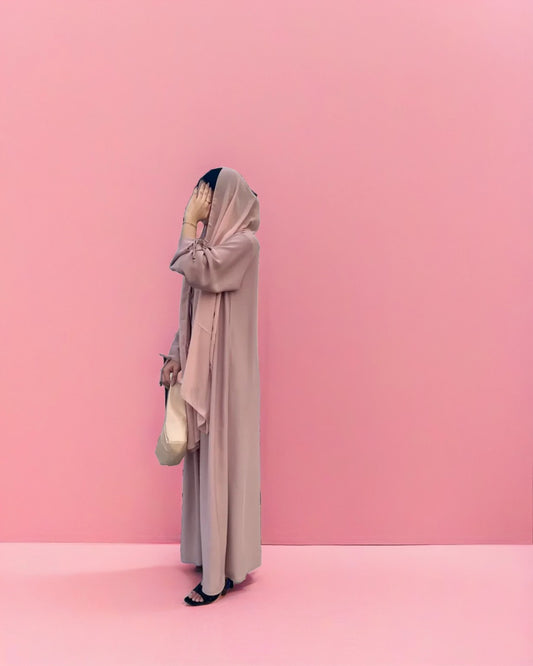 Blush Pink Nada Abaya with Collar – Elegant Modest Wear