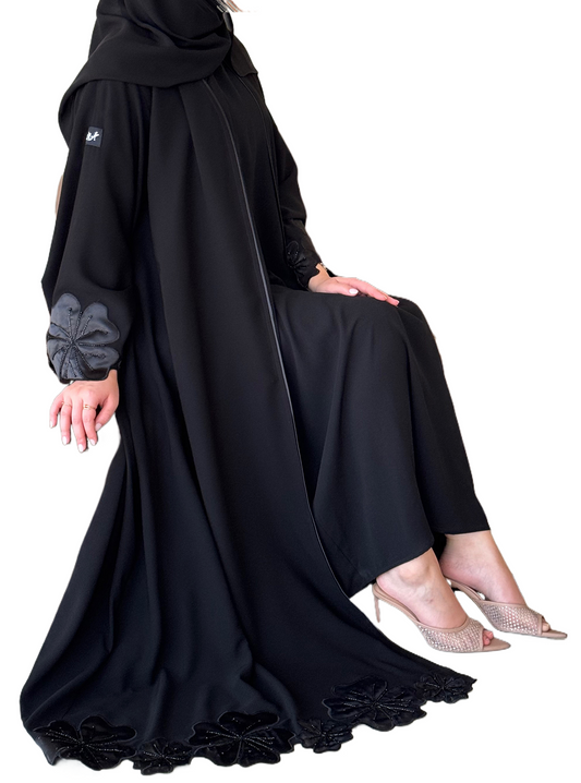 Doible klosh abaya with elegant design and Matching Headscarf