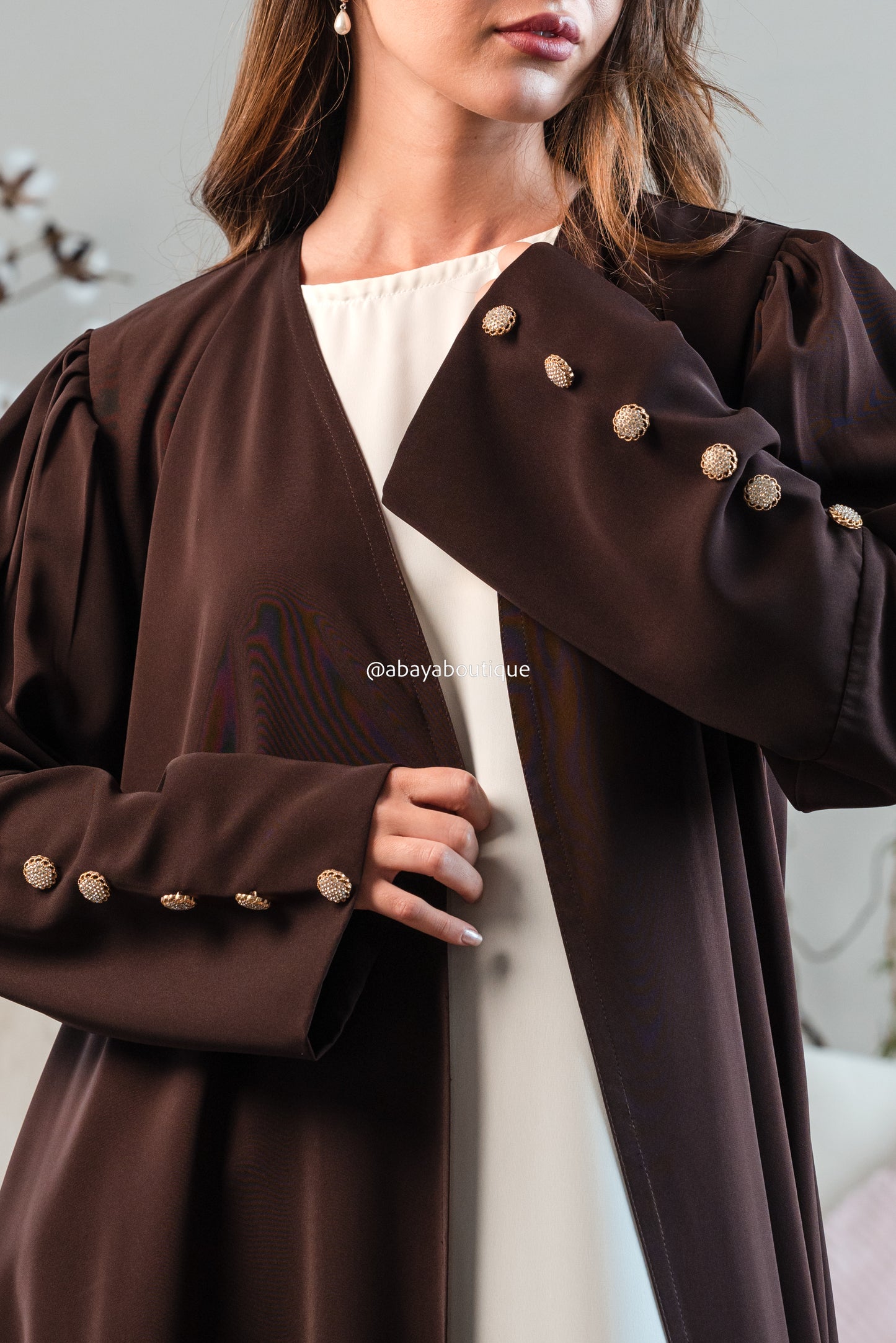 Tehzib  Brown Coat Abaya by Abayaboutique